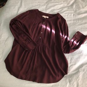 LOFT Merlot Bib Shirt